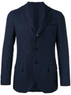 Mp Massimo Piombo Three Button Blazer, Men's, Size: 52, Blue, Silk/cotton/linen/flax/viscose