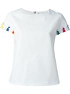 Mira Mikati Tassle Detail Sleeve T-shirt, Women's, Size: 38, White, Cotton