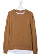 Paolo Pecora Kids Two Tone Pullover - Brown