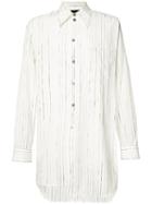 Ann Demeulemeester Grise Striped Long Shirt, Men's, Size: Small, White, Cotton