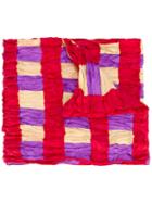 Issey Miyake Vintage - Checked Crinkle Effect Scarf - Men - Acrylic - One Size, Red, Acrylic
