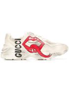 Gucci Rhyton Sneaker With Mouth Print - Neutrals