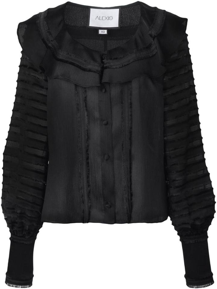 Alexis Paneled Ruffled Blouse - Black