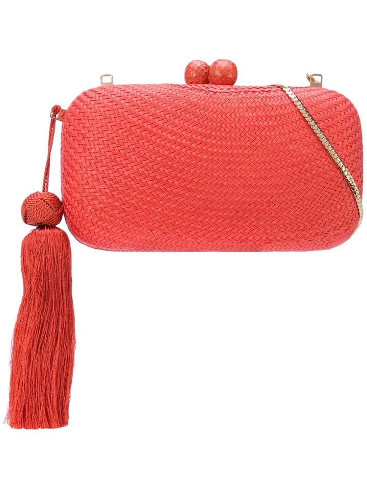 Serpui Straw Clutch Bag - Orange