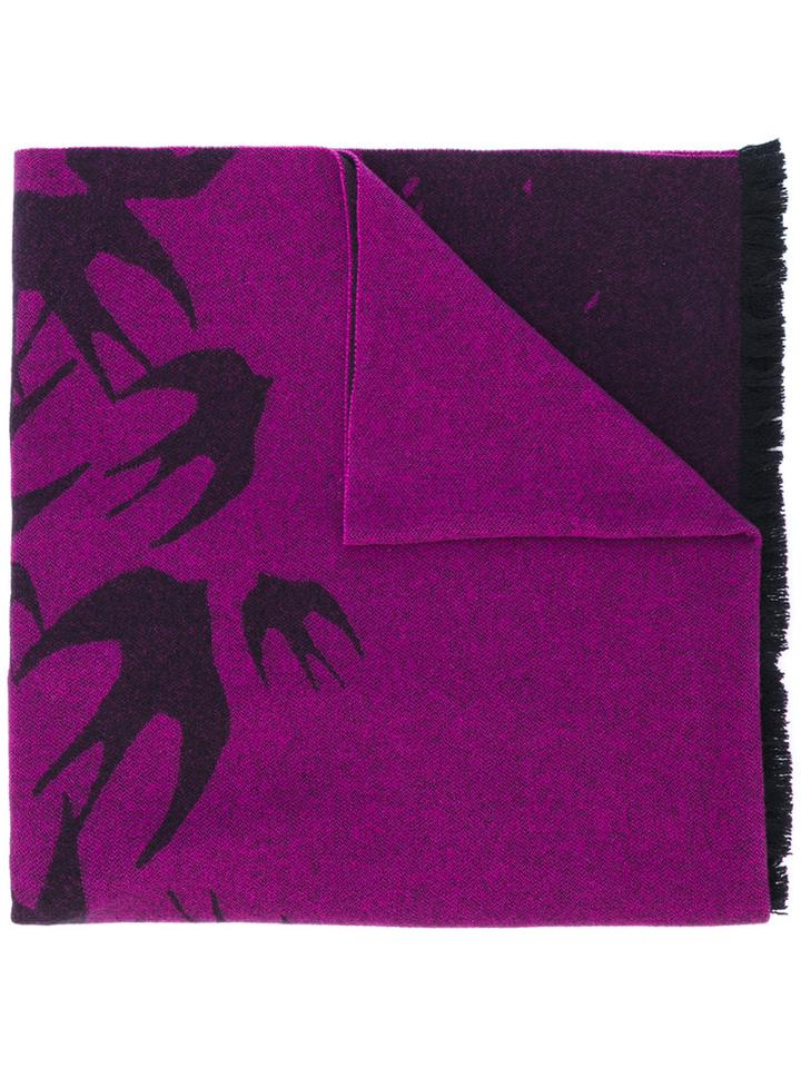 Mcq Alexander Mcqueen - Swallow Print Scarf - Unisex - Polyamide/wool - One Size, Black, Polyamide/wool