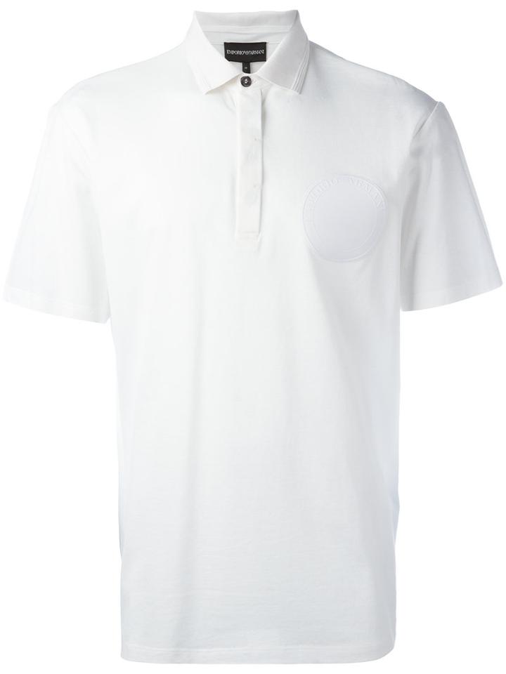 Emporio Armani Logo Patch Polo Shirt, Men's, Size: Xl, White, Cotton