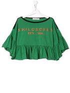 Philosophy Di Lorenzo Serafini Kids Teen Ruffled Hem Blouse - Green