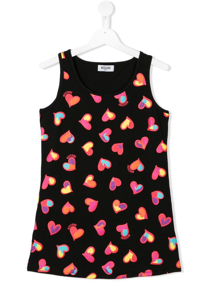 Moschino Kids Heart Print Tank Top, Size: 14 Yrs, Black