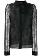 Nº21 Lace Sheer Sleeves Shirt - Black