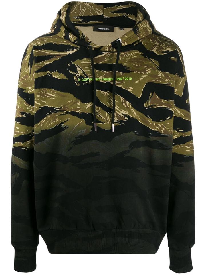 Diesel Camouflage Tie-dye Print Hoodie - Black