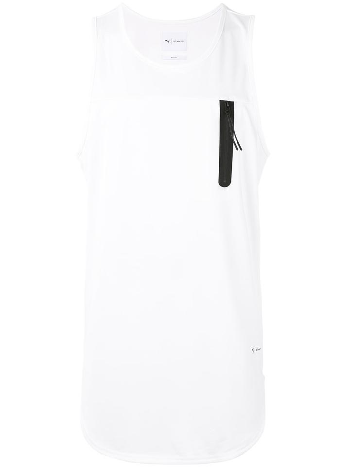 Puma - Zip Detail Tank Top - Men - Polyester/spandex/elastane - M, White, Polyester/spandex/elastane