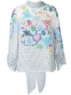 Peter Pilotto Floral Tie Neck Blouse, Women's, Size: 10, White, Silk