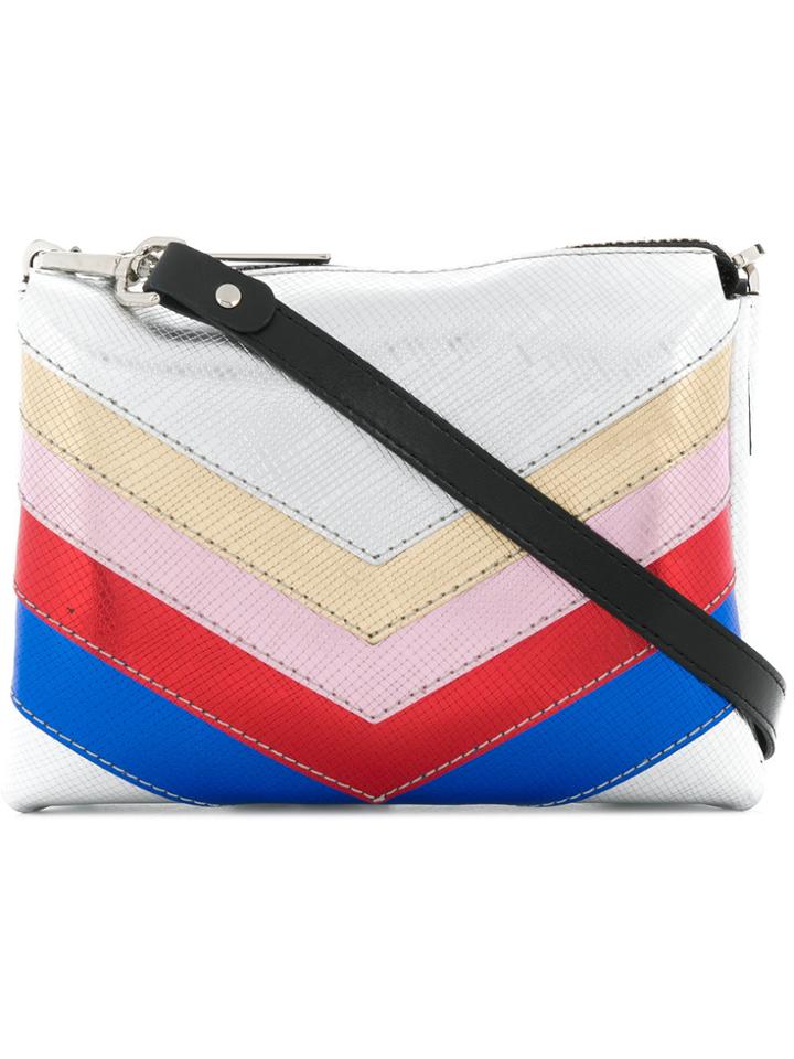 Gum Colour Block Chevron Crossbody Bag - Metallic