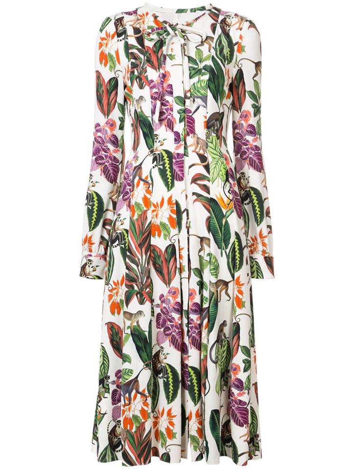 Oscar De La Renta Rainforest Print Dress - Multicolour