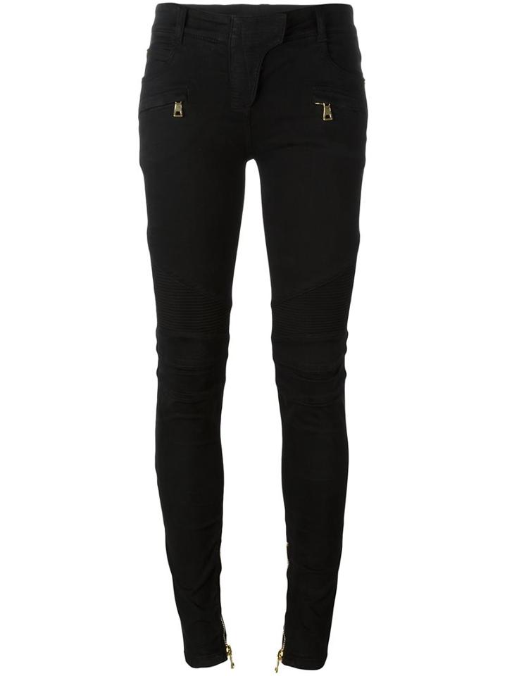 Balmain Biker Jeans, Women's, Size: 42, Black, Cotton/polyester/spandex/elastane