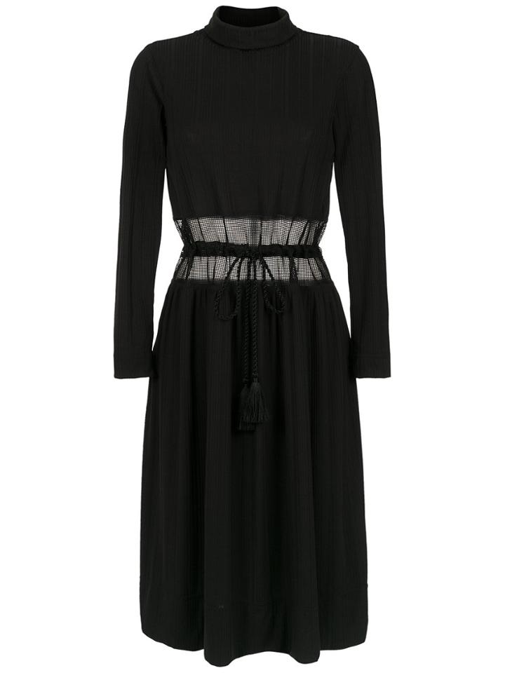 À La Garçonne Sheer Panel Midi Dress - Black