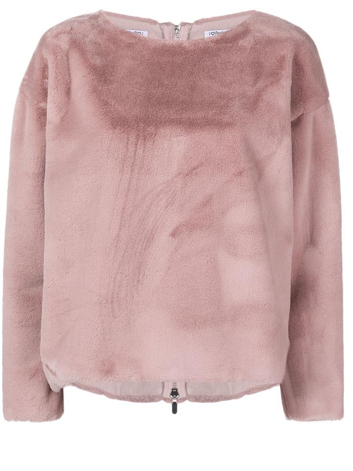 Parlor Back Heart Fur Sweatshirt - Pink