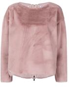 Parlor Back Heart Fur Sweatshirt - Pink