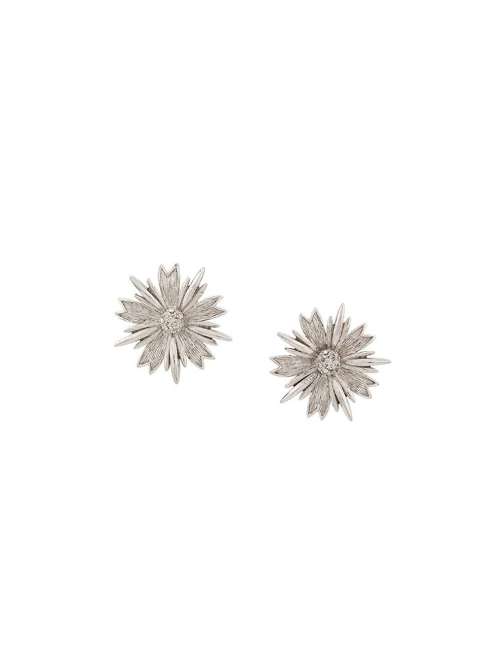 Monet Vintage 1970's Silver-plated Floral Earrings