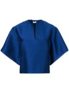 Toteme Satin Split Neck Top - Blue