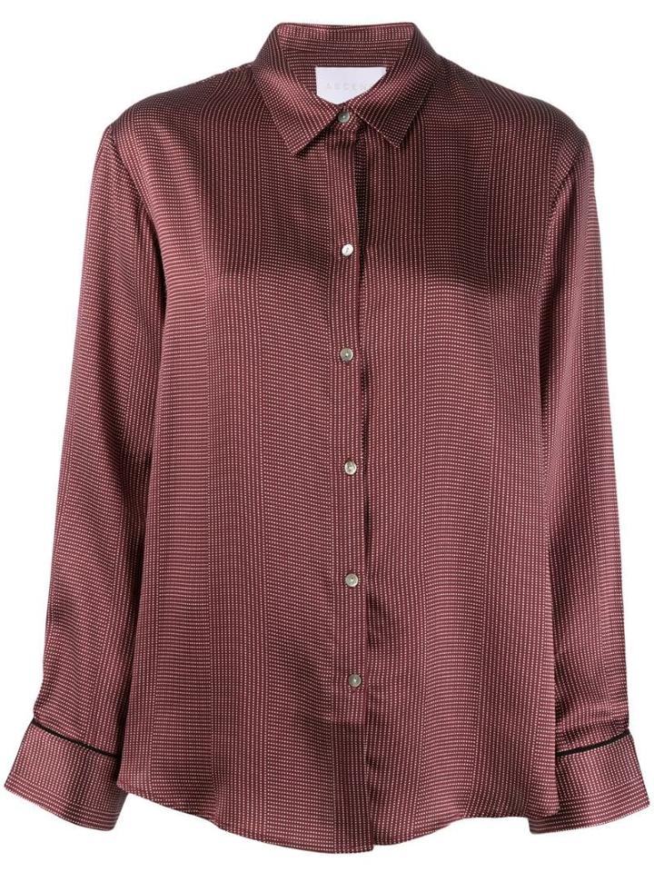 Asceno Dotted Silk Pajama Top - Red