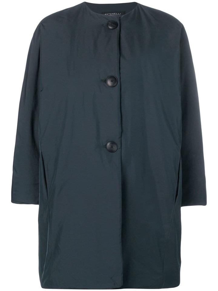 Antonelli Collarless Raincoat - Blue