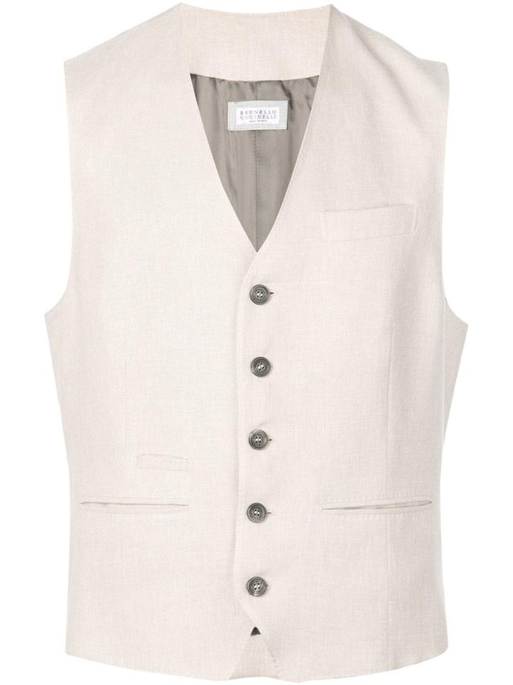Brunello Cucinelli Button Up Vest - Neutrals