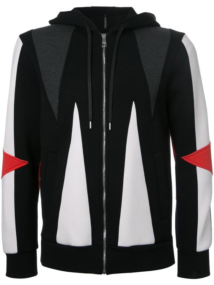 Neil Barrett Geometric Hoodie, Men's, Size: Medium, Black, Cotton/lyocell