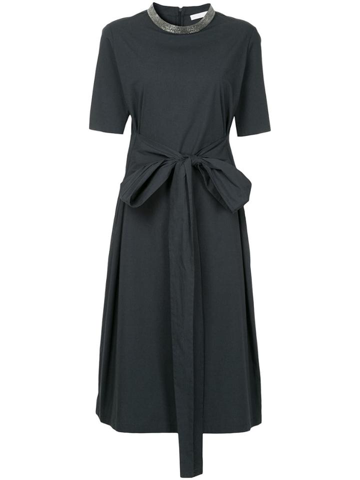 Fabiana Filippi Belted Round Neck Dress - Blue