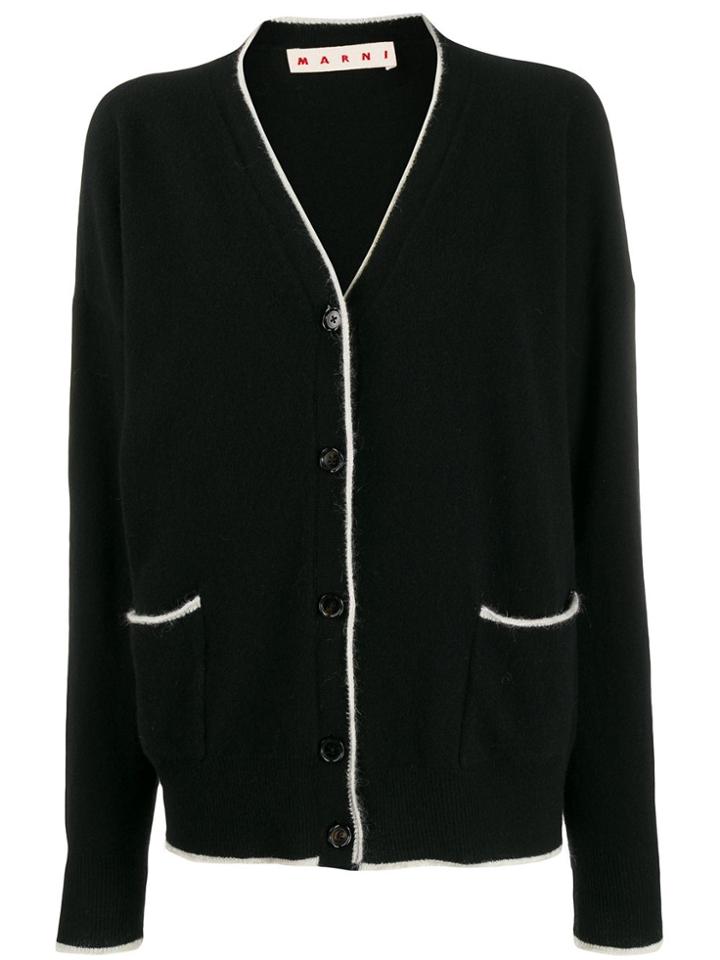 Marni Contrasting Trimming Cardigan - Black