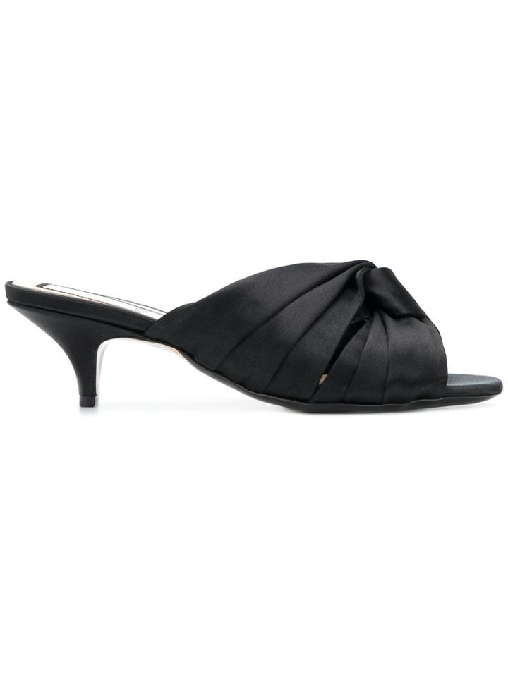 No21 Knot Front Kitten Heel Slippers - Black