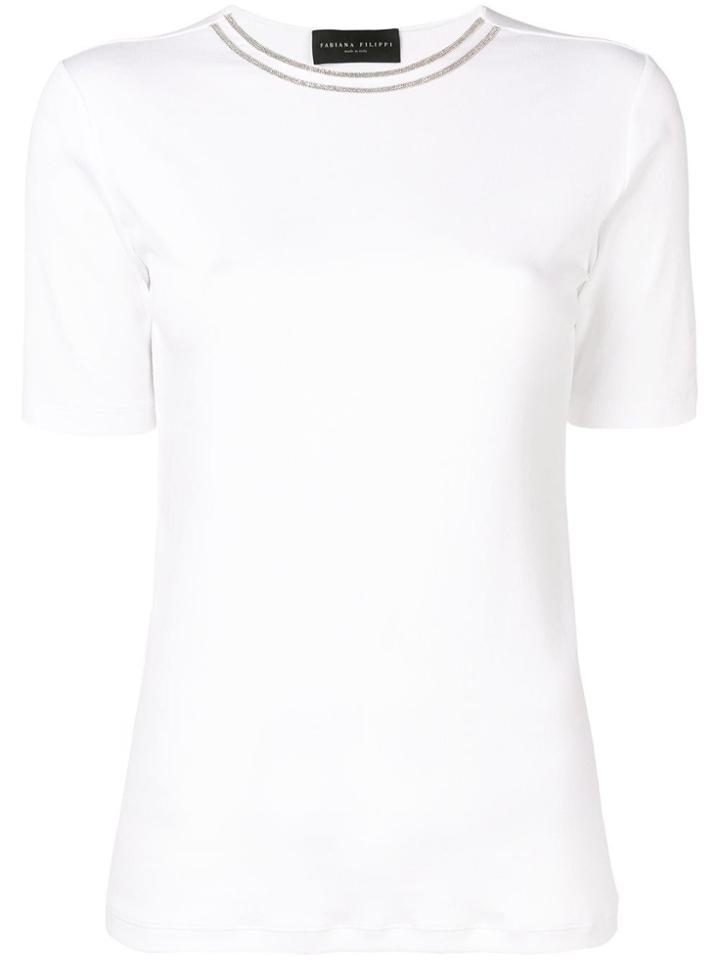 Fabiana Filippi Embellished Neck T-shirt - White