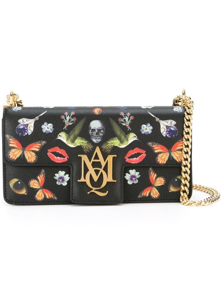 Alexander Mcqueen 'insignia' Clutch Satchel, Women's, Black, Camel Leather