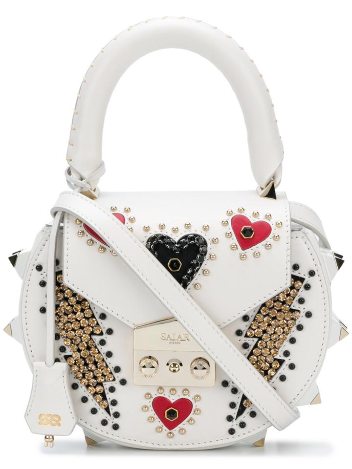 Salar Jewel And Rivet Handbag - White