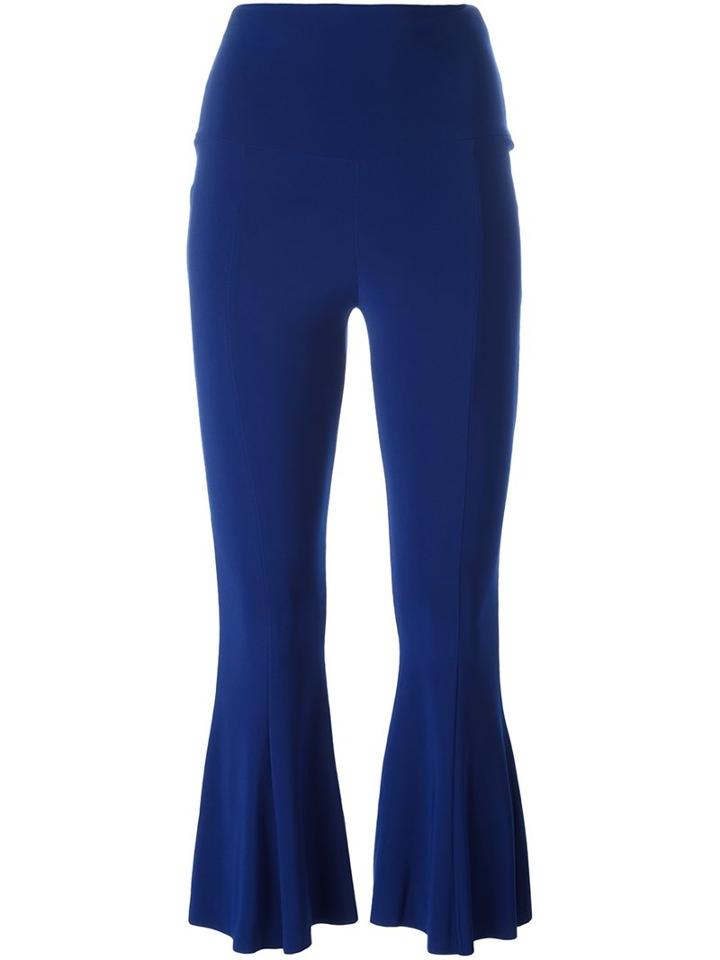 Norma Kamali Cropped Flared Trousers, Women's, Size: Xs, Blue, Polyester/spandex/elastane