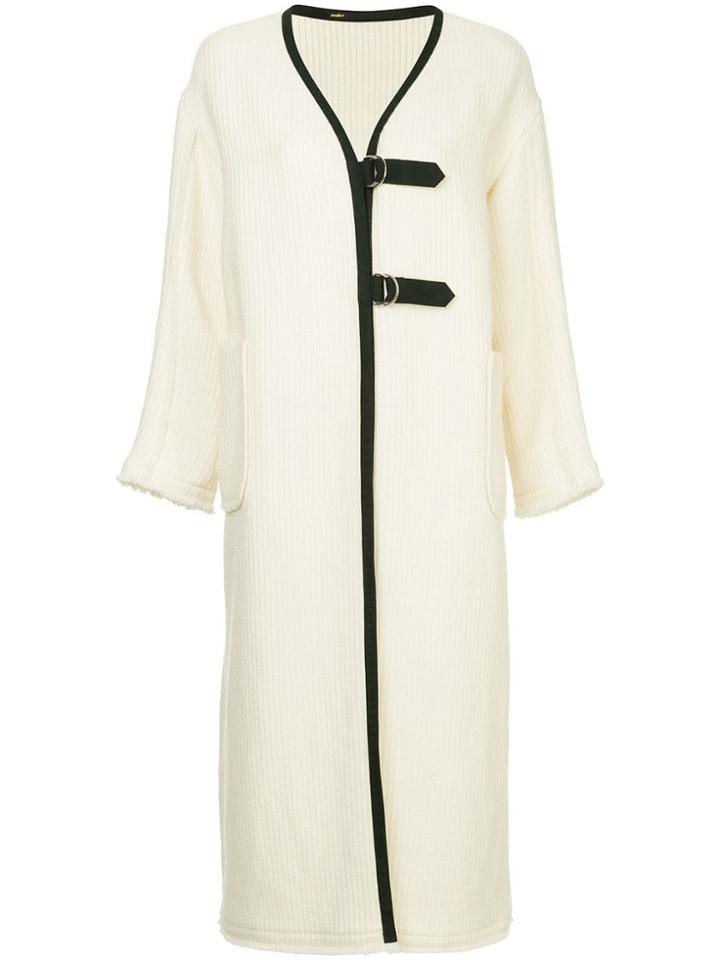 Muller Of Yoshiokubo Contrast Ribbed Cardi-coat - White