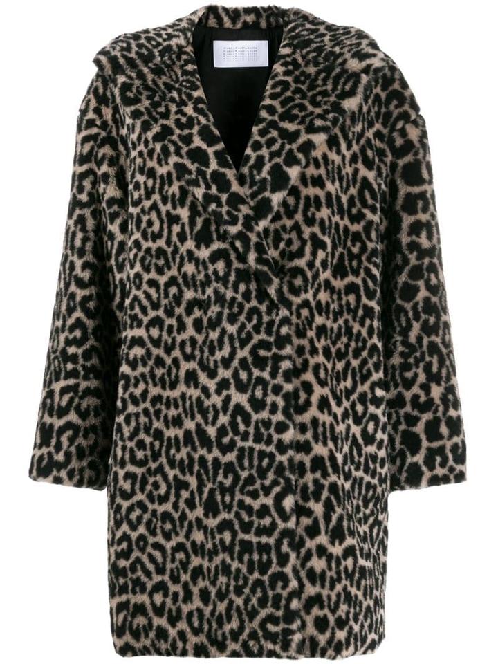 Harris Wharf London Leopard-print Faux Fur Coat - Black