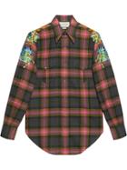 Gucci Embroidered Check Wool Shirt - Grey