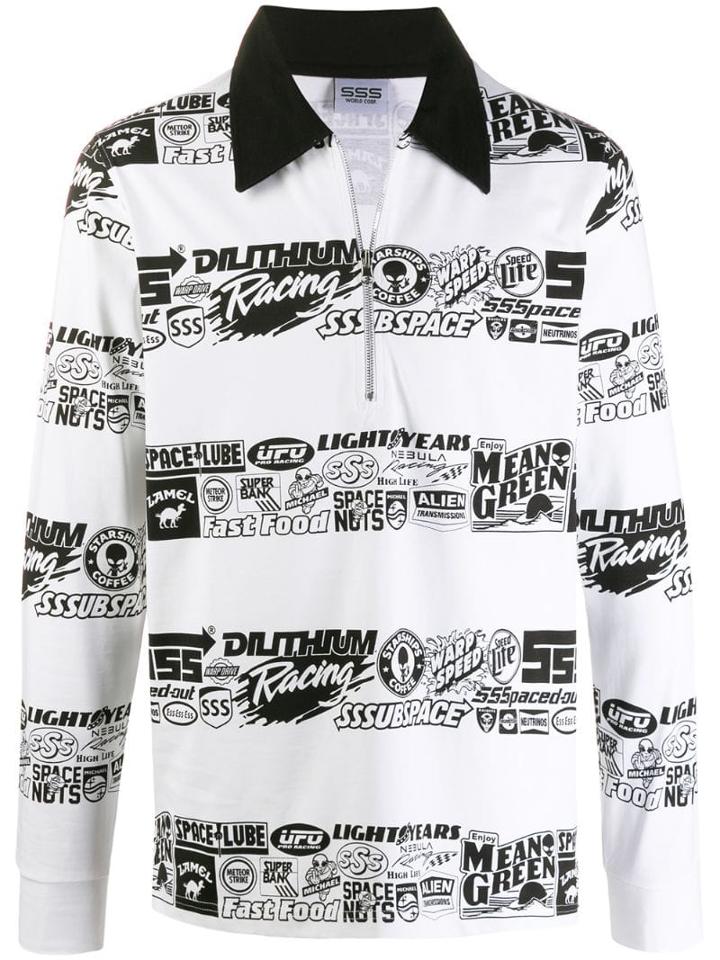 Sss World Corp Sponsors Multi Print Polo Shirt - White