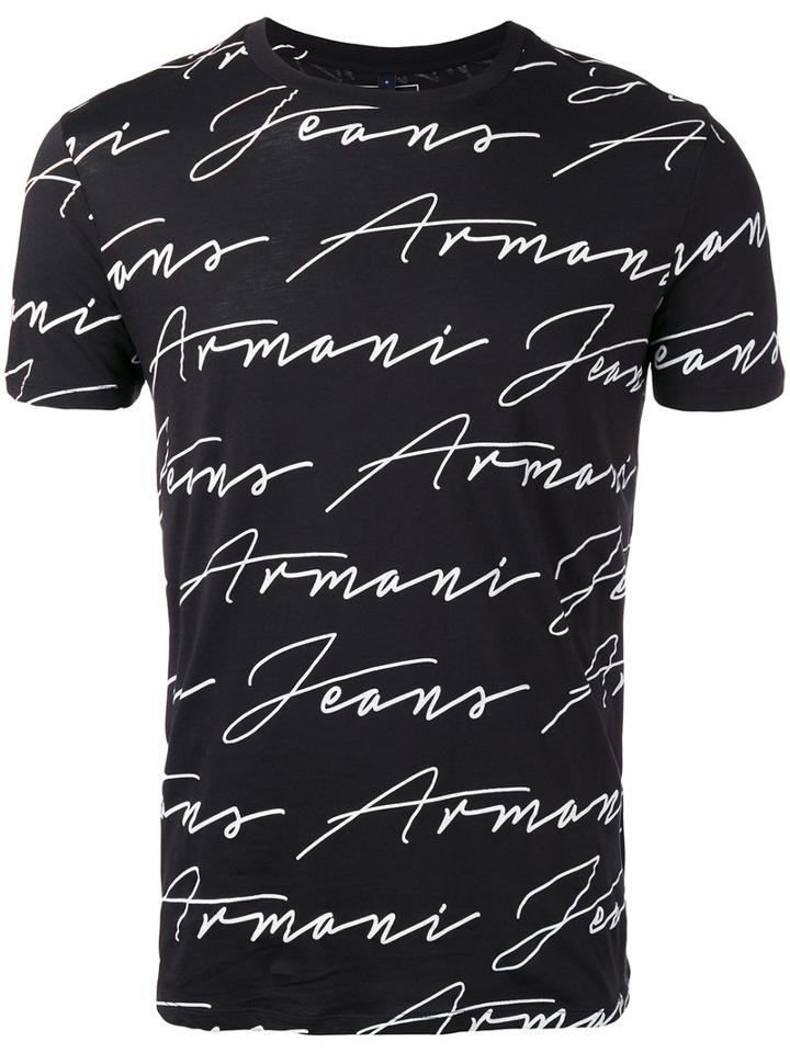 Armani Jeans - Lettering Print T-shirt - Men - Cotton - L, Black, Cotton