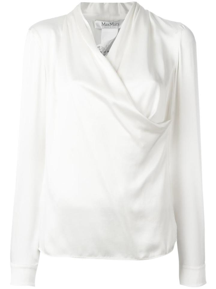 Max Mara Crossed Draped Blouse, Women's, Size: 48, White, Silk