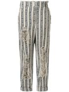 Balmain Logo Stripe Frayed Trousers - Neutrals