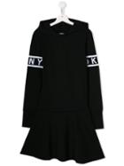 Dkny Kids Teen Hooded Sweatshirt Dress - Black
