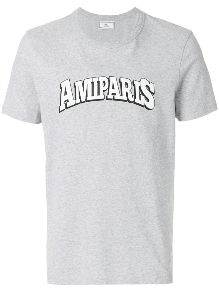Ami Alexandre Mattiussi Crewneck T-shirt With Ami Paris Print On The