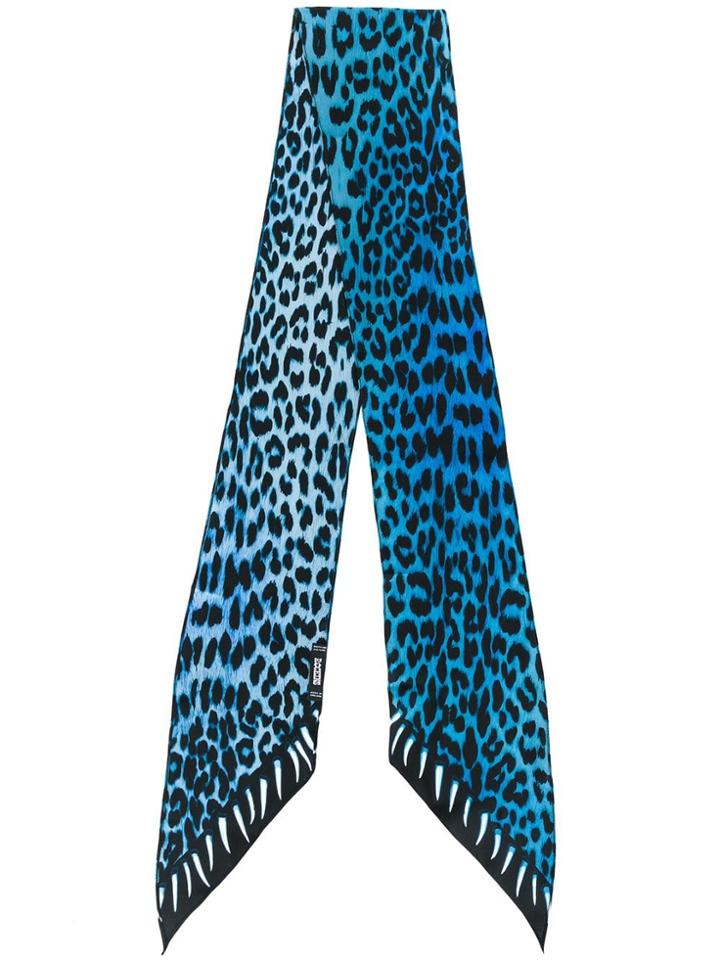 Rockins Leopard Print Skinny Scarf - Blue