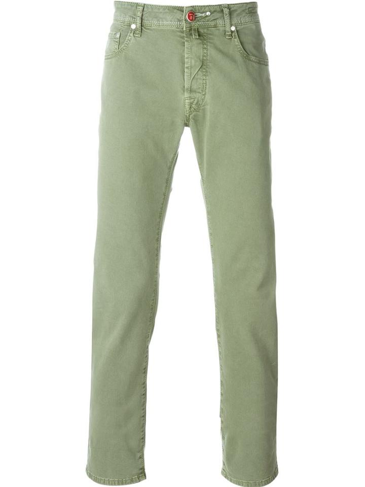 Jacob Cohen Slim Fit Trousers, Men's, Size: 35, Green, Cotton/spandex/elastane