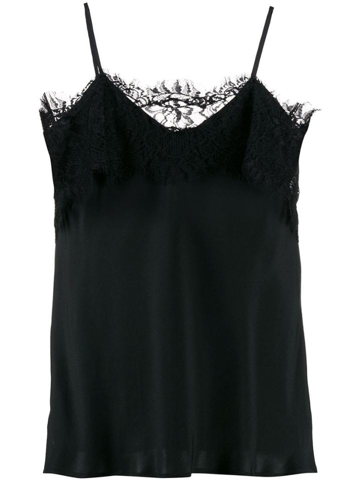 Gold Hawk Lace-trimmed Cami Top - Black