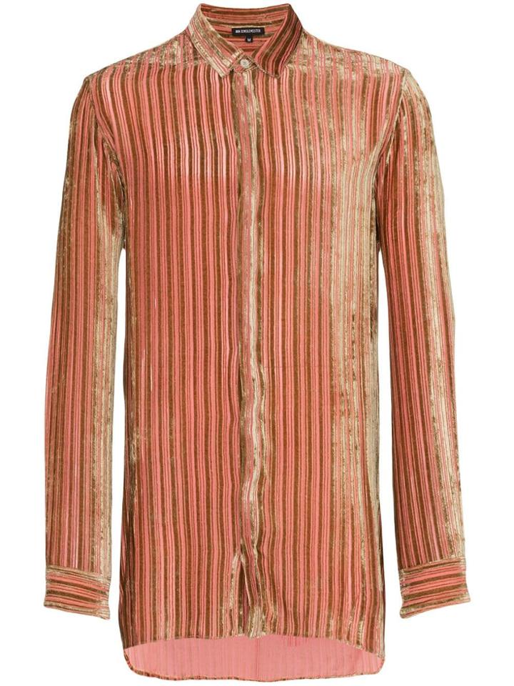 Ann Demeulemeester Velvet Stripe Silk Cashmere-blend Shirt - Pink