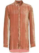 Ann Demeulemeester Velvet Stripe Silk Cashmere-blend Shirt - Pink