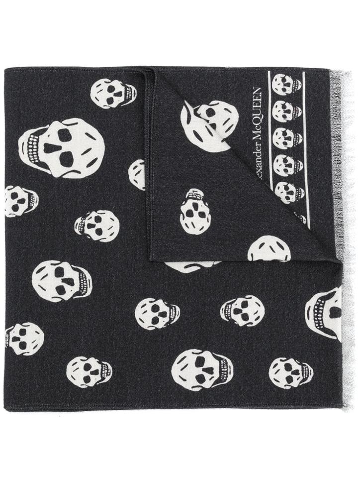 Alexander Mcqueen Skull Pattern Scarf - Black